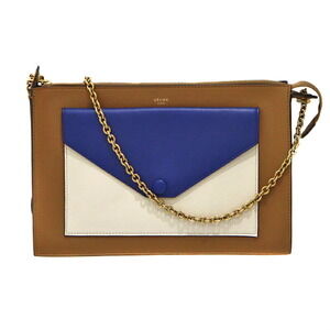 Celine Chain Shoulder Bag Handbag Leather Brown